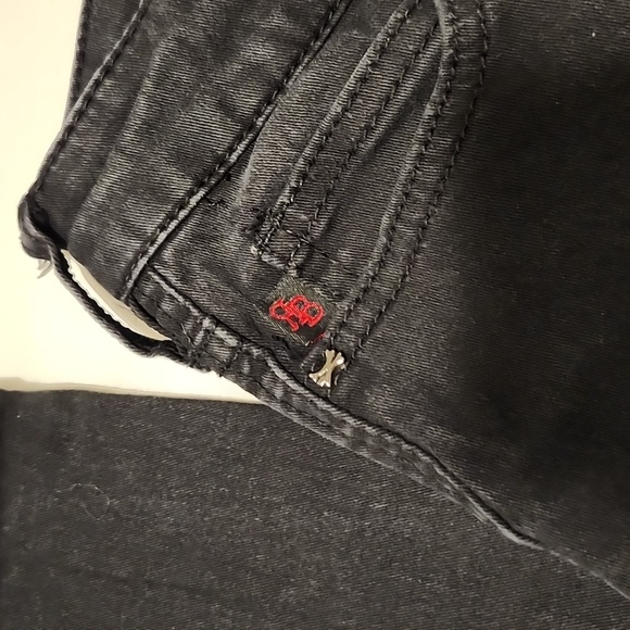 Vintage Women's Royal Bones Goth Check Split Leg Jeans Size 3 - Picture 3 of 7